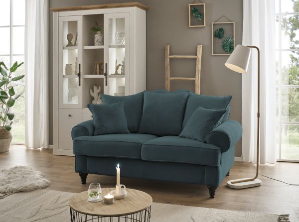 Sofa Adelina in blaugr�n Landhaus Couch 2-Sitzer 170 cm