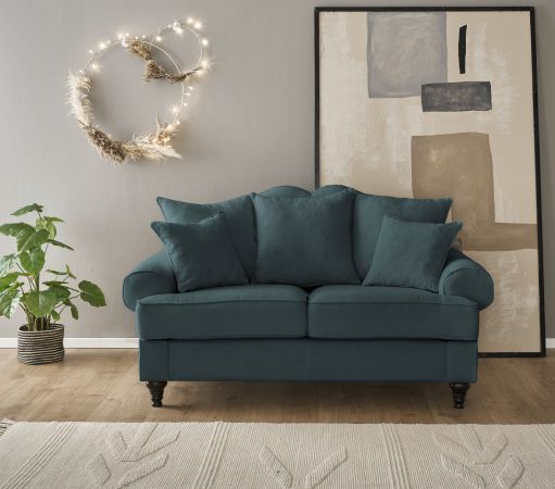 Sofa Adelina in blaugr�n Landhaus Couch 2-Sitzer 170 cm