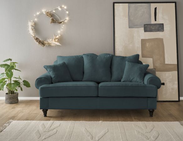Sofa Adelina in blaugr�n Landhaus Couch 3-Sitzer 200 cm