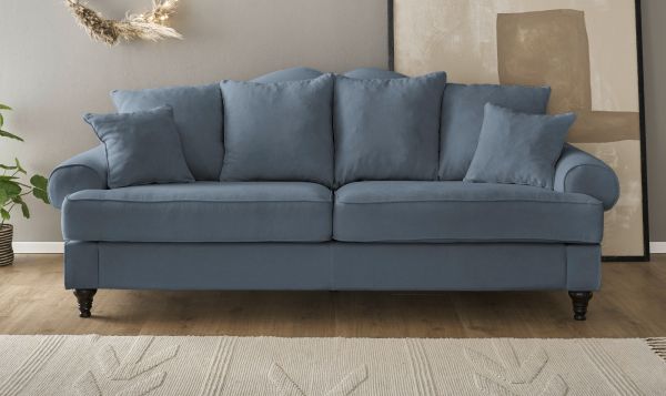 Sofa Adelina in blau Landhaus Couch 3,5-Sitzer 230 cm