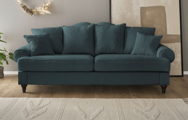 Sofa Adelina in blaugr�n Landhaus Couch 3,5-Sitzer 230 cm