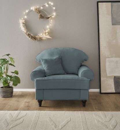 Sessel Adelina in grau Landhaus Loungesessel 110 cm
