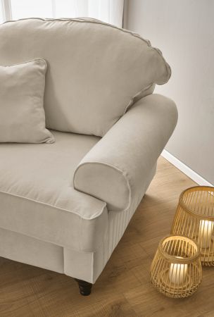 Sessel Adelina in beige Landhaus Loungesessel 110 cm