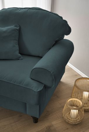Sessel Adelina in blaugr�n Landhaus Loungesessel 110 cm