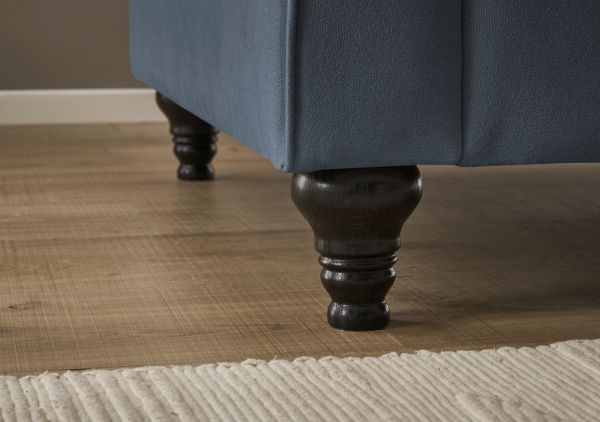 Sessel Set Adelina in blau Landhaus Loungesessel inklusive Hocker