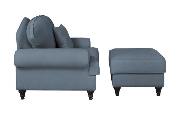 Sessel Set Adelina in blau Landhaus Loungesessel inklusive Hocker