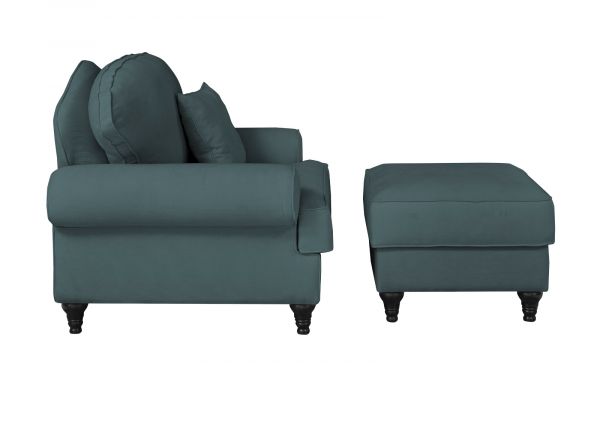 Sessel Set Adelina in blaugr�n Landhaus Loungesessel inklusive Hocker