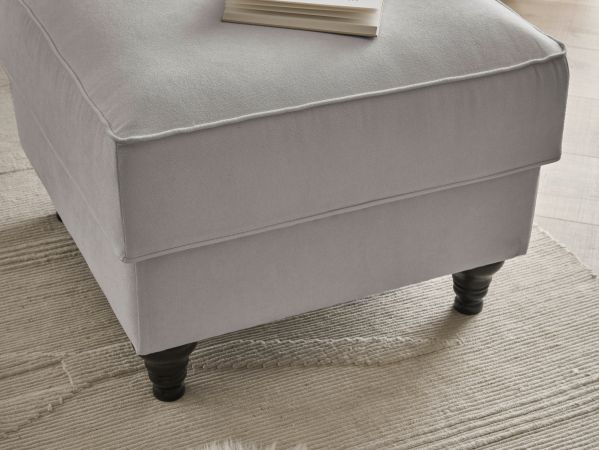 Sessel Set Adelina in hellgrau Landhaus Loungesessel inklusive Hocker