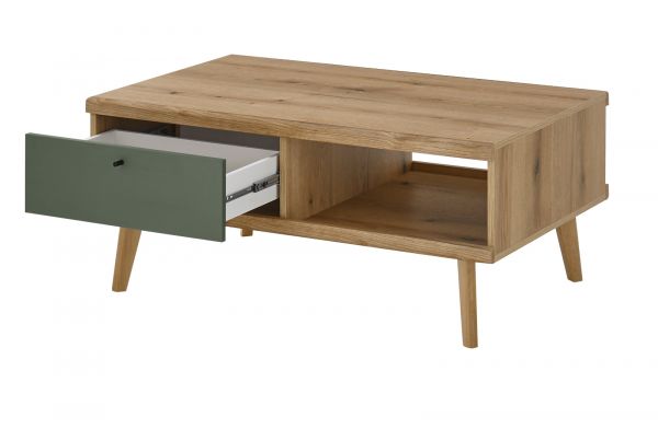 Couchtisch Juna in Salbei und Evoke Eiche Beistelltisch skandinavisch 107 x 67 cm