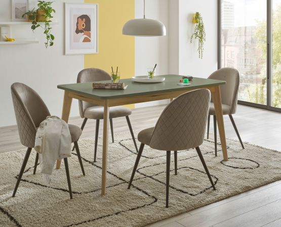 Esstisch Juna in Salbei und Evoke Eiche K�chentisch skandinavisch ausziehbar 140 / 180 x 80 cm