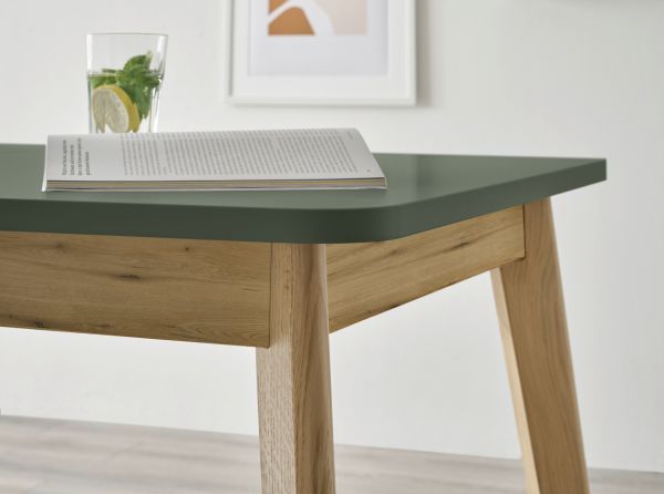 Esstisch Juna in Salbei und Evoke Eiche K�chentisch skandinavisch ausziehbar 140 / 180 x 80 cm