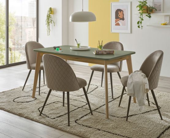 Esstisch Juna in Salbei und Evoke Eiche K�chentisch skandinavisch ausziehbar 140 / 180 x 80 cm