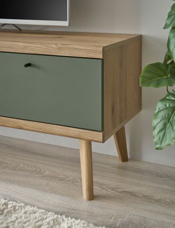 TV-Lowboard Juna in Salbei und Evoke Eiche TV Unterteil skandinavisch 107 x 50 cm