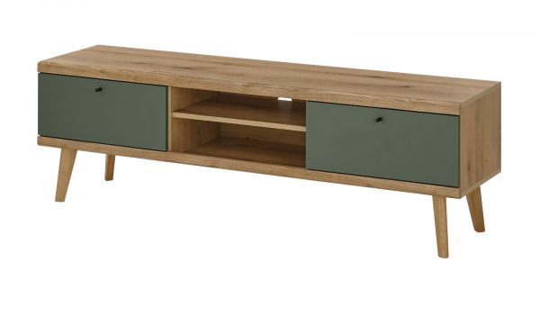 TV-Lowboard Juna in Salbei und Evoke Eiche TV Unterteil skandinavisch 160 x 50 cm