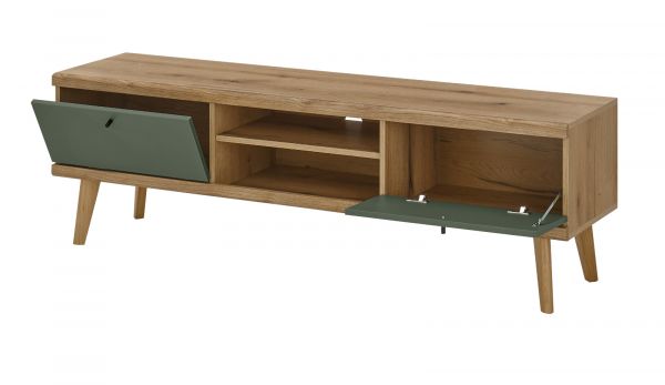 TV-Lowboard Juna in Salbei und Evoke Eiche TV Unterteil skandinavisch 160 x 50 cm