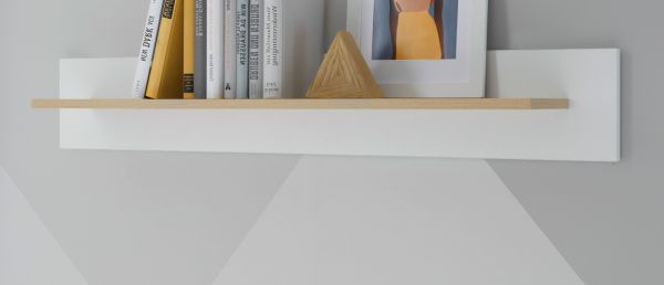 Wandboard Isgard in wei� matt und Scandi Eiche Wandregal skandinavisch 107 cm