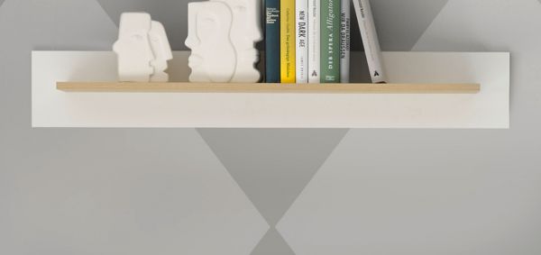 Wandboard Isgard in wei� matt und Scandi Eiche Wandregal skandinavisch 107 cm