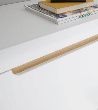 Sideboard Isgard in wei� matt und Scandi Eiche Kommode skandinavisch 160 cm, Soft-Close