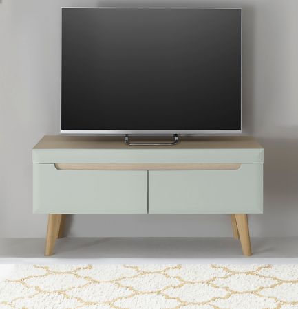 TV-Lowboard Isgard in Pistazie matt und Scandi Eiche TV Unterteil skandinavisch 107 x 50 cm