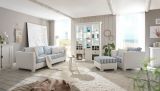 Sofa Hooge in creme und blau Landhaus Couch 2-Sitzer 160 cm inkl. 4 Kissen