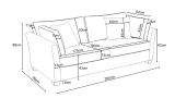 Sofa Hooge in creme und blau Landhaus Wohnzimmer Couch 2,5-Sitzer 200 cm