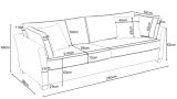 Sofa Hooge in creme und blau Landhaus Wohnzimmer Couch 3-Sitzer 240 cm