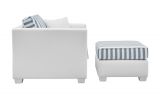 Sessel Set Hooge in creme und blau Landhaus Wohnzimmer Loungesessel inklusive Hocker