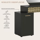 Schminktisch Relief in schwarz und Gold mit 3-D Struktur Kosmetiktisch mit Spiegel 117 cm