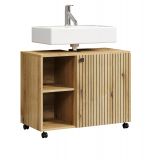 Waschbeckenunterschrank Feliz in Evoke Eiche Badschrank auf Rollen 80 cm