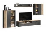 Wohnwand Avila in grau und Evoke Eiche Schrankwand 4-teilig 340 cm