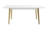 Esstisch Isgard in wei� matt und Scandi Eiche K�chentisch skandinavisch ausziehbar mit Einlegeplatte 140 - 180 x 80 cm