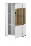 Vitrine Merced in wei� matt und Evoke Eiche Wohn- und Esszimmer Highboard 75 x 125 cm