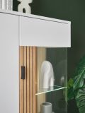 Vitrine Merced in wei� matt und Evoke Eiche Wohn- und Esszimmer Highboard 75 x 125 cm
