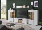 Vitrine Merced in wei� matt und Evoke Eiche Wohn- und Esszimmer Highboard 75 x 125 cm