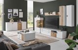 Vitrine Merced in wei� matt und Evoke Eiche Wohn- und Esszimmer Highboard 75 x 125 cm