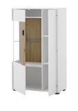 Vitrine Merced in wei� matt und Evoke Eiche Wohn- und Esszimmer Highboard 75 x 125 cm