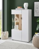 Vitrine Merced in wei� matt und Evoke Eiche Wohn- und Esszimmer Highboard 75 x 125 cm