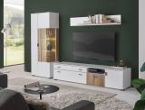 Vitrine Merced in wei� matt und Evoke Eiche Wohn- und Esszimmer Vitrinenschrank 75 x 180 cm
