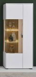 Vitrine Merced in wei� matt und Evoke Eiche Wohn- und Esszimmer Vitrinenschrank 75 x 180 cm