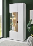 Vitrine Merced in wei� matt und Evoke Eiche Wohn- und Esszimmer Vitrinenschrank 75 x 180 cm