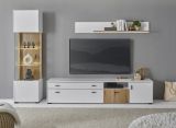 Vitrine Merced in wei� matt und Evoke Eiche Wohn- und Esszimmer Vitrinenschrank 48 x 180 cm