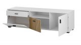 TV-Lowboard Merced in wei� matt und Evoke Eiche TV Unterteil 150 x 44 cm
