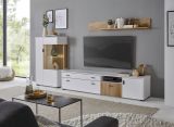 TV-Lowboard Merced in wei� matt und Evoke Eiche TV Unterteil 200 x 44 cm