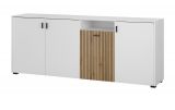 Sideboard Merced in wei� matt und Evoke Eiche Kommode 4-t�rig Breite 200 cm, Soft-Close