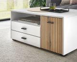 Couchtisch Merced in wei� matt und Evoke Eiche Beistelltisch 90 x 70 cm