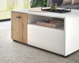 Couchtisch Merced in wei� matt und Evoke Eiche Beistelltisch 90 x 70 cm