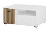 Couchtisch Merced in wei� matt und Evoke Eiche Beistelltisch 90 x 70 cm