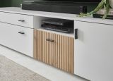 Wohnwand Merced in wei� matt und Evoke Eiche Wohnkombination 3-teilig 285 x 170 cm