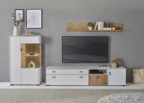Wohnwand Merced in wei� matt und Evoke Eiche Wohnkombination 3-teilig 285 x 170 cm