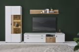Wohnwand Merced in wei� matt und Evoke Eiche Wohnkombination 3-teilig 285 x 180 cm
